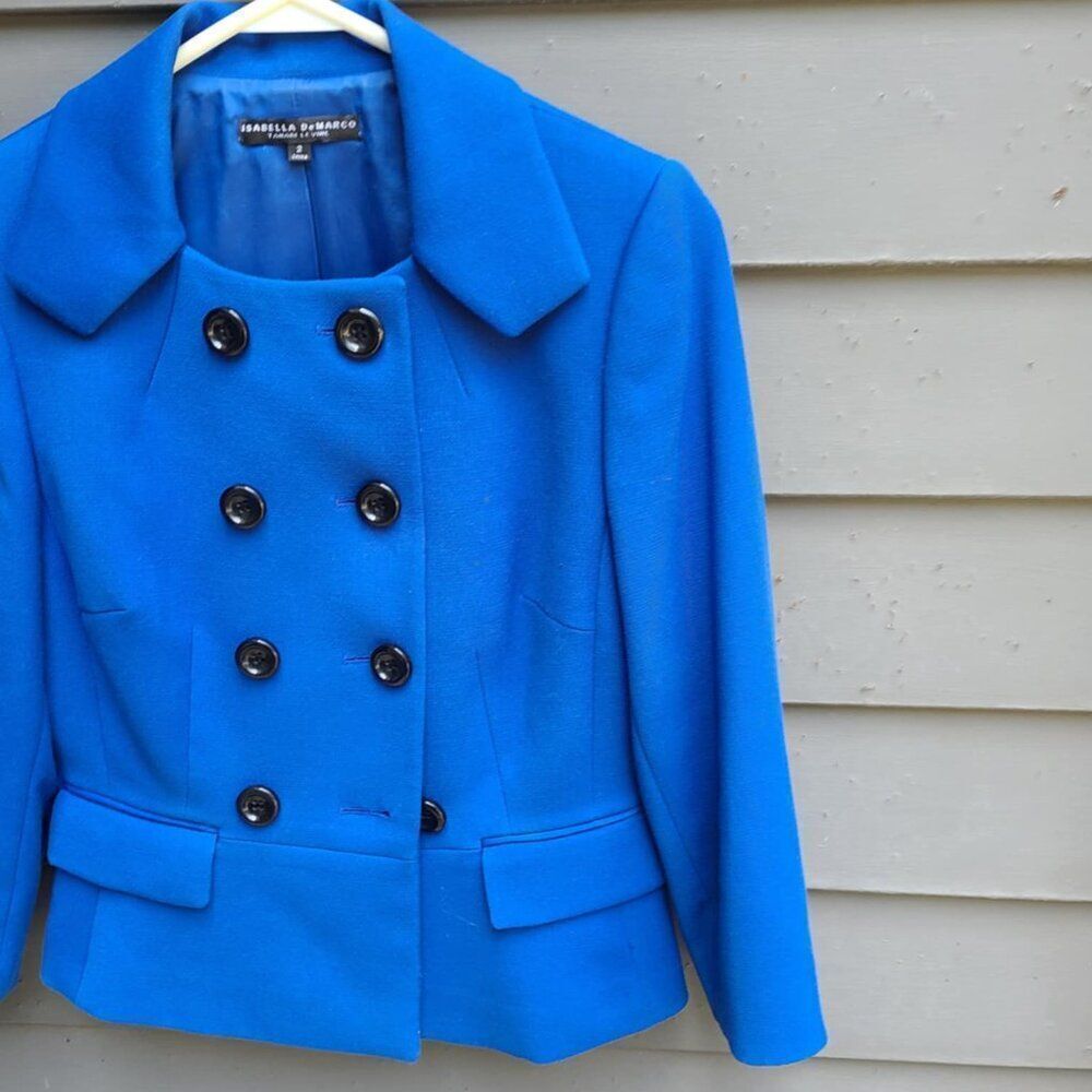Isabella DeMarco Tahari Blue Double Breasted Jacket size 2 - Picture 6 of 11